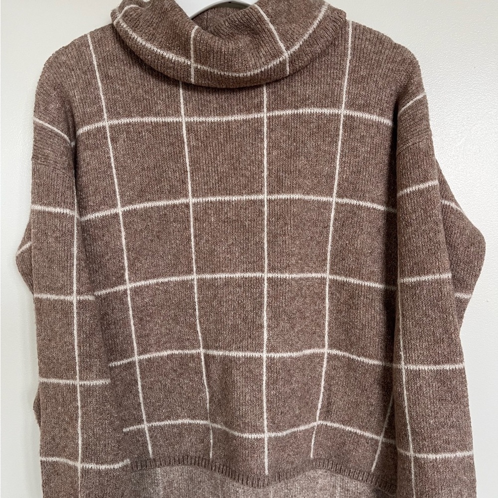 Madewell | Brown Plaid Turtleneck Sweater